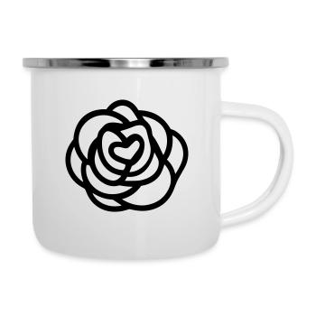 Rosa Blume - Emaille-Tasse - Weiß - Rechts