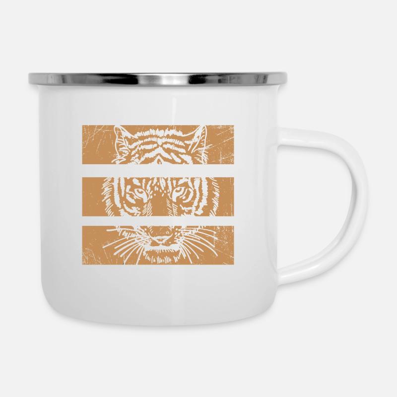 Tiger Jungle Predator Face Grunge Stripe Look - Camper Mug - white
