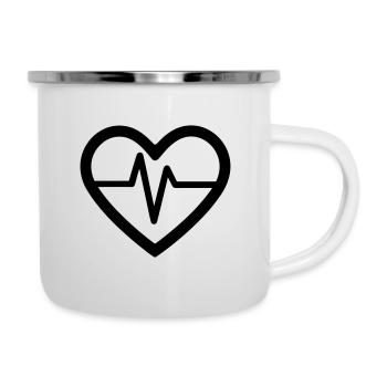 battement de coeur - Tasse émaillée - blanc - Droite