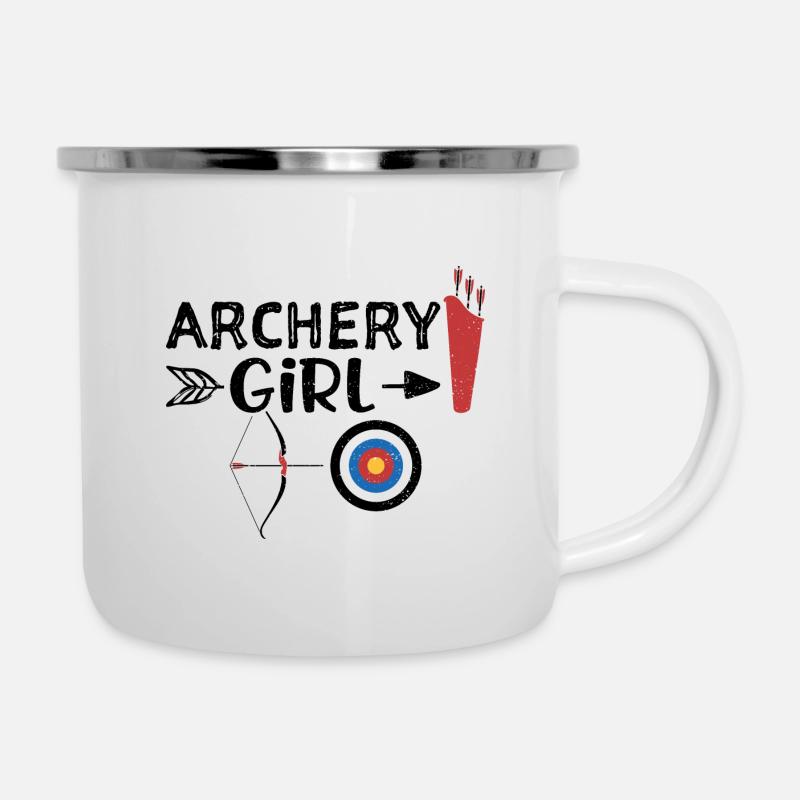 Fille de tir à l'arc - tir à l'arc - Tasse émaillée - blanc