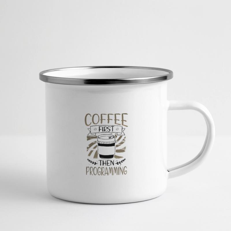 Programmer Gifts Coffee First then Programming Camper Mug