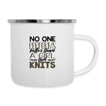 Girl Knitter Geschenke, die niemand besser macht als - Emaille-Tasse - Weiß - Rechts