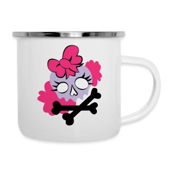 Tête de mort girly - Tasse émaillée - blanc - Droite