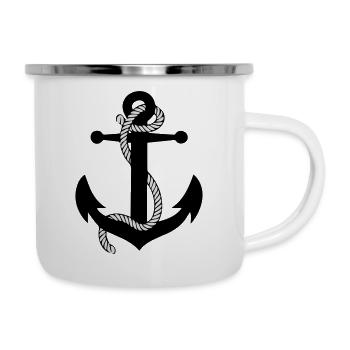 Anker mit Seil v2 - Emaille-Tasse - Weiß - Rechts