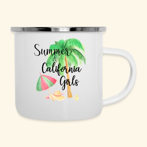 California Girl at Beach - Emaille-Tasse