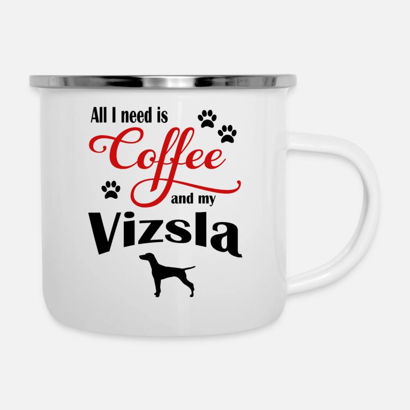 Vizsla Coffee - Emaille-Tasse - Weiß