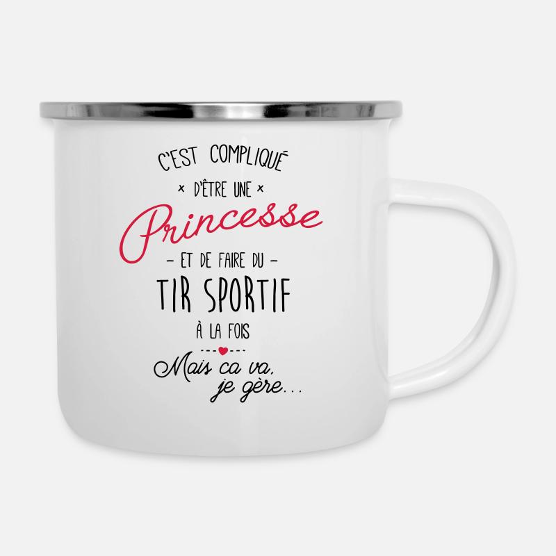 princesse et Tir sportif - Tasse émaillée - blanc
