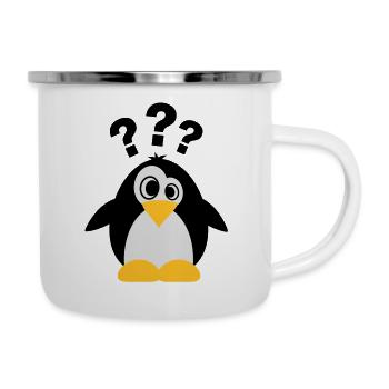 Dummer Pinguin - Emaille-Tasse - Weiß - Rechts