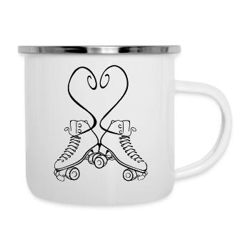Rollkunstlauf Love Schnürsenkel Herz - Emaille-Tasse - Weiß - Rechts