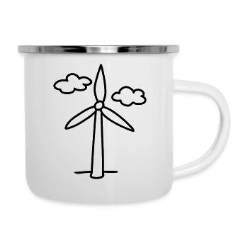 Wind turbine - green energy - line - Camper Mug - white - Right