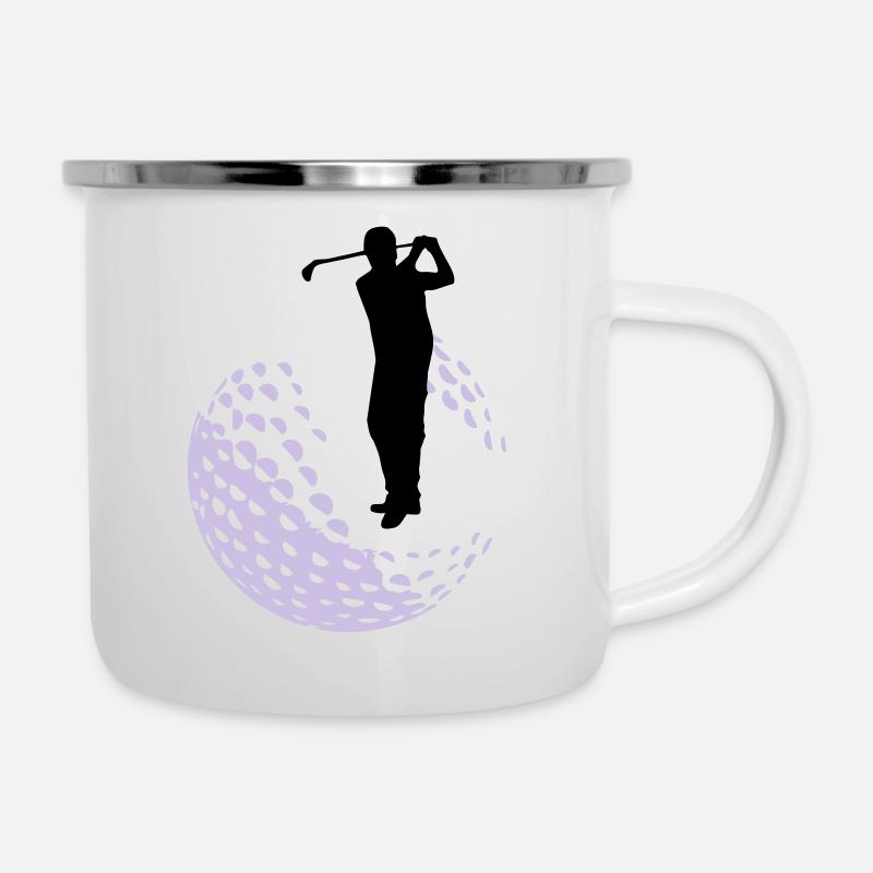 Golf - Golfer - Emaille-Tasse - Weiß