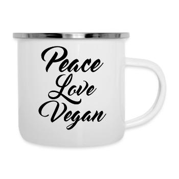Peace Love Vegan | Typography Logo - Camper Mug - white - Right