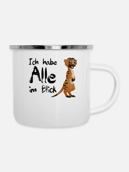 Erdmännchen - Emaille-Tasse - Weiß