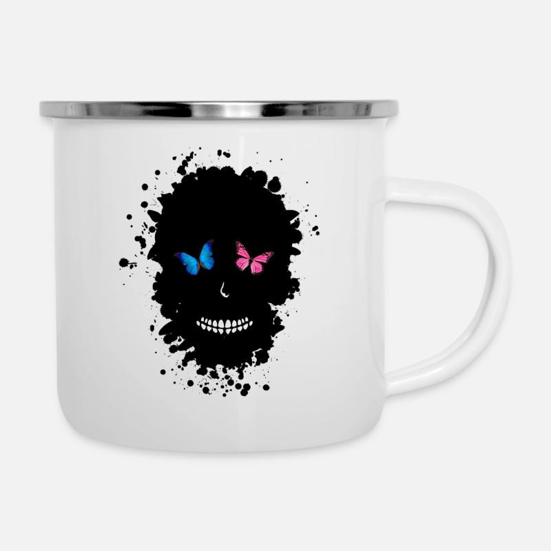 skull shape butterfly spot - Camper Mug - white