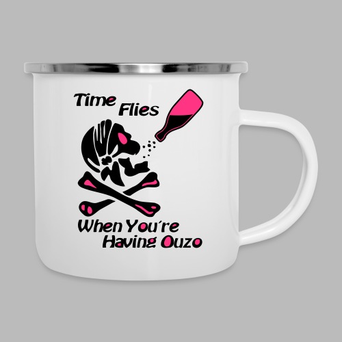 Time Flies Ouzs Shirt - Emaille-Tasse