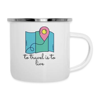 Travel is living - Travel Map T-Shirt - Camper Mug - white - Right