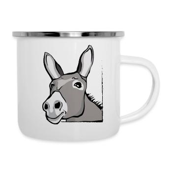 Lustiger Esel Hausesel Bauernhof Tier Geschenk - Emaille-Tasse - Weiß - Rechts