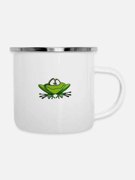 Verwirrter Frosch - Emaille-Tasse - Weiß