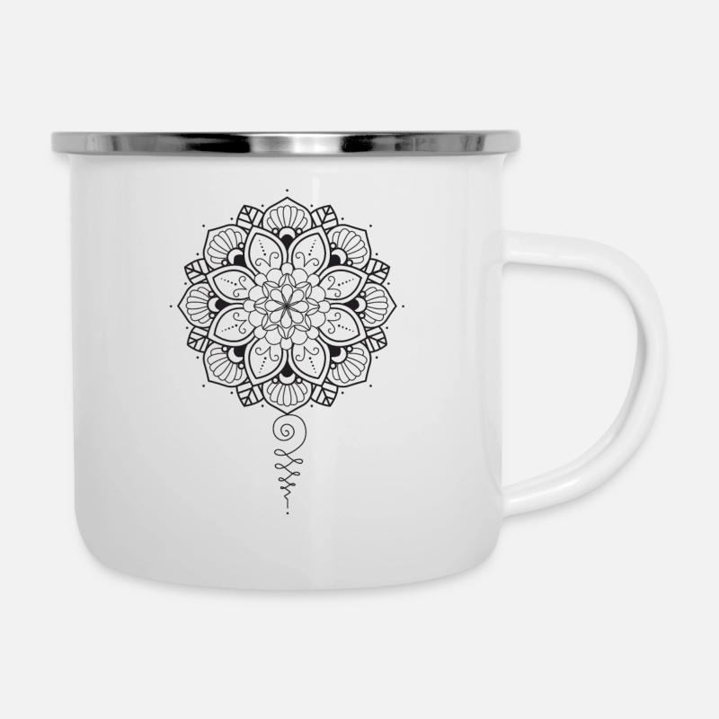 Unalom Mandala - Emaille-Tasse - Weiß
