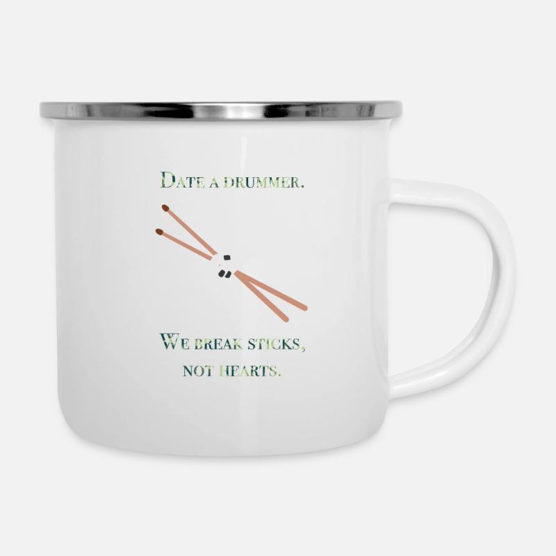 Date Schlagzeuger Schlagzeug drummer band geschenk - Emaille-Tasse - Weiß