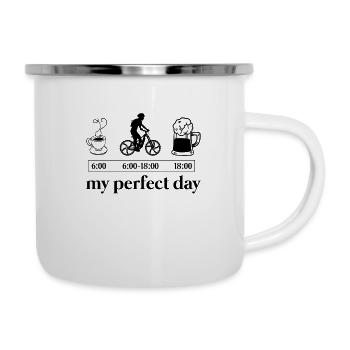 Mountainbiker Perferkter Tag Ebike Radfahrer - Emaille-Tasse - Weiß - Rechts