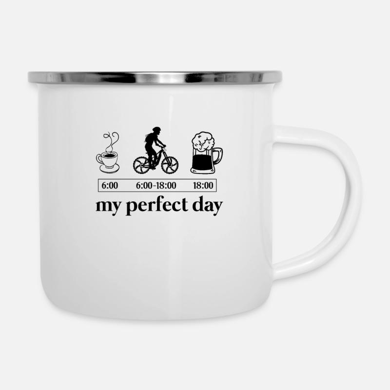 Mountainbiker Perferkter Tag Ebike Radfahrer - Emaille-Tasse - Weiß