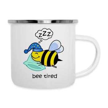 bee tired, funny tired bee cute animals sleep - Camper Mug - white - Right