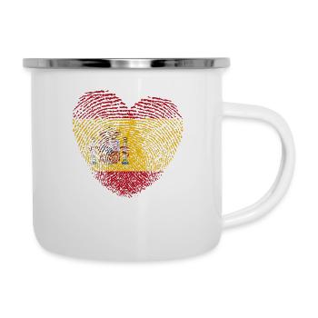 Spanien Flagge Fingerabdruck - Emaille-Tasse - Weiß - Rechts