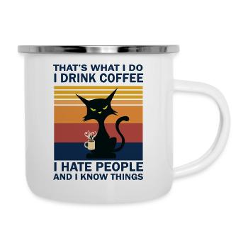 Doux chat - Tasse émaillée - blanc - Droite