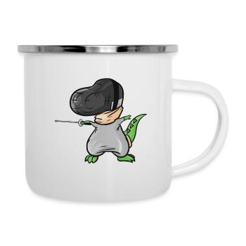 Le T-Rex l’escrime avec masque et fleuret escrime - Tasse émaillée - blanc - Droite