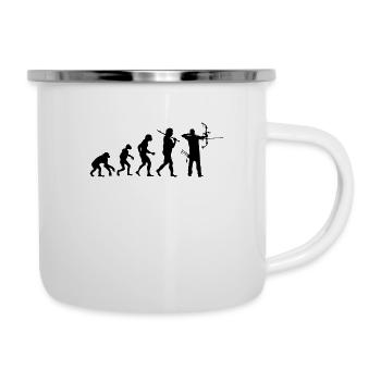 Evolution Bogenschießen - Emaille-Tasse - Weiß - Rechts