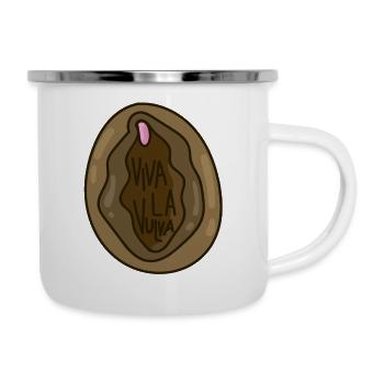 viva la vulva Feminismus Spruch - Emaille-Tasse - Weiß - Rechts