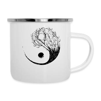 Cottagecore Aesthetic Ying Yang Tai Chi Goblincore - Emaille-Tasse - Weiß - Rechts