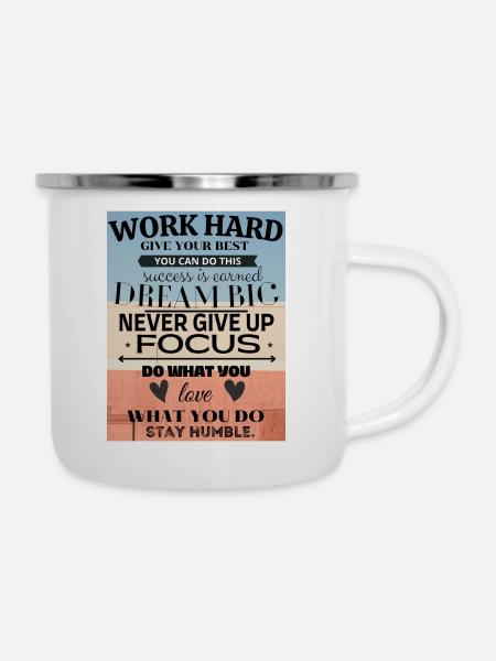 Harte Arbeit - Emaille-Tasse - Weiß