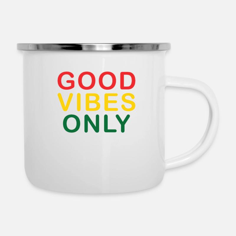 Good Vibes Only Rasta Reggae Roots - Tasse émaillée - blanc