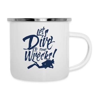 Wracktaucher Tauchen Taucher Wrack Wracktauchen - Emaille-Tasse - Weiß - Rechts