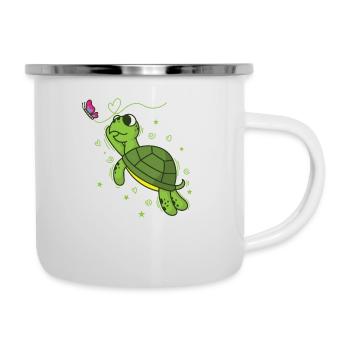 Turtle with Butterfly Reptile Water - Camper Mug - white - Right