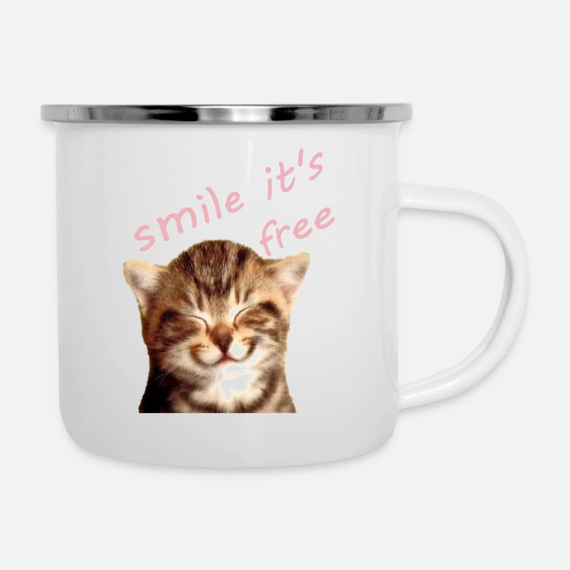 ein Kätzchen - Emaille-Tasse - Weiß