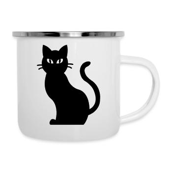 Katze - Emaille-Tasse - Weiß - Rechts