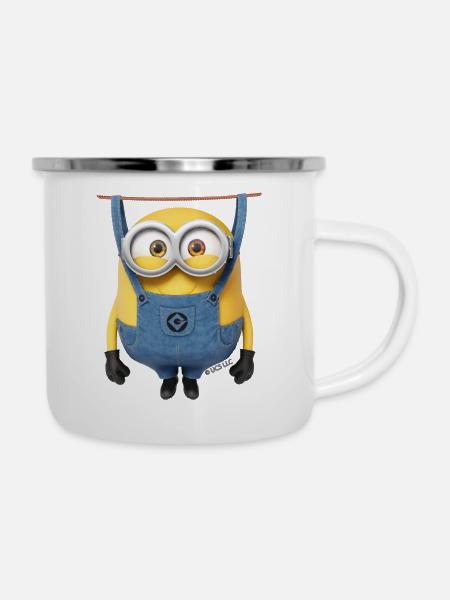 Minions Bob An Der Wäscheleine - Emaille-Tasse - Weiß