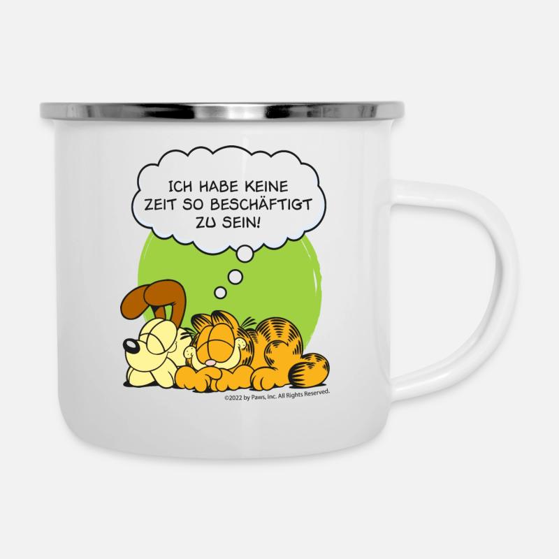 Garfield Mit Odie Keine Zeit Chill - Emaille-Tasse - Weiß
