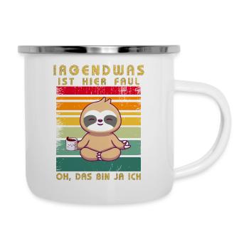 Faultier Irgendwas ist hier Faul - Emaille-Tasse - Weiß - Rechts