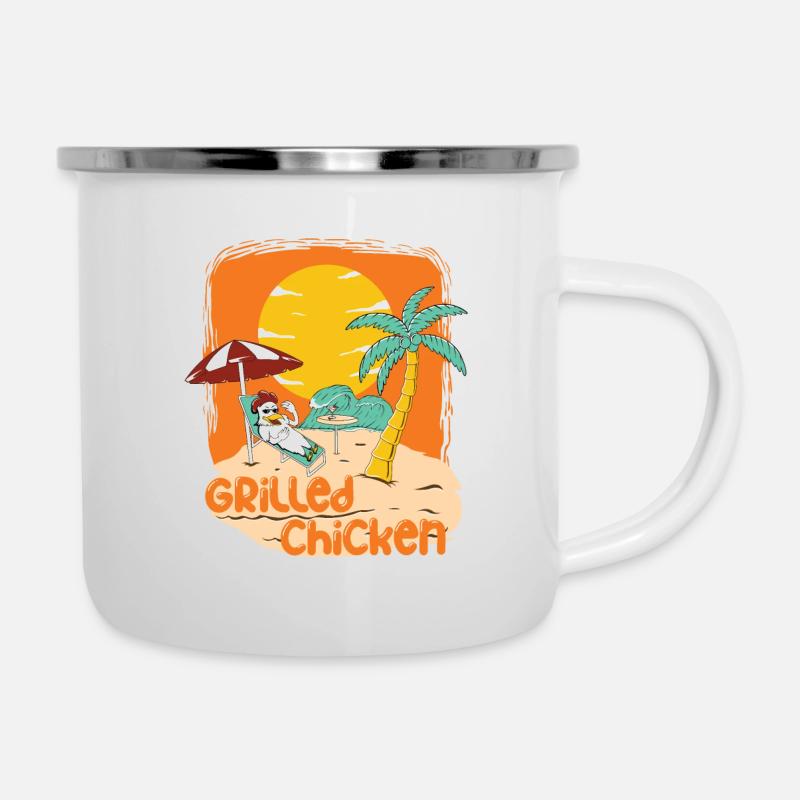 Grilled Chicken - Emaille-Tasse - Weiß