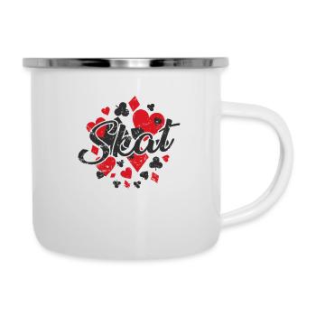 Skat Karo Herz Pik Kreuz Kartenspiel - Emaille-Tasse - Weiß - Rechts