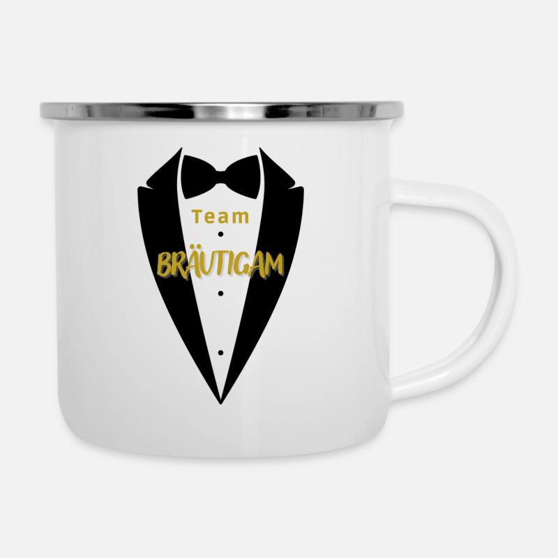 Anzug Bräutigam - Emaille-Tasse - Weiß