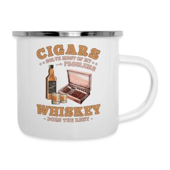 Funny Cigar Sayings for Whiskey and Cigars Lovers - Camper Mug - white - Right
