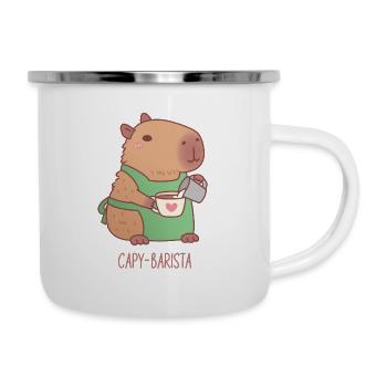 Cute Capybara Barista Preparing Coffee - Camper Mug - white - Right