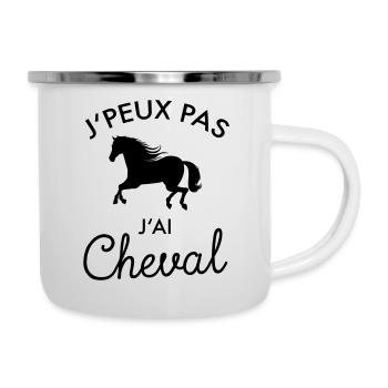J'Peux Pas J'ai Cheval - Tasse émaillée - blanc - Droite