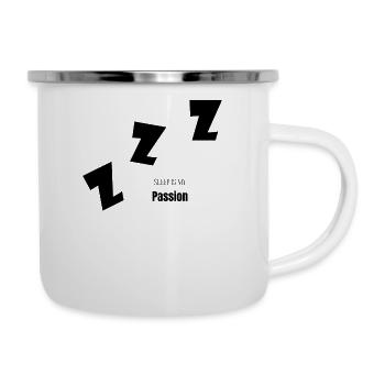 Schlafen - Emaille-Tasse - Weiß - Rechts