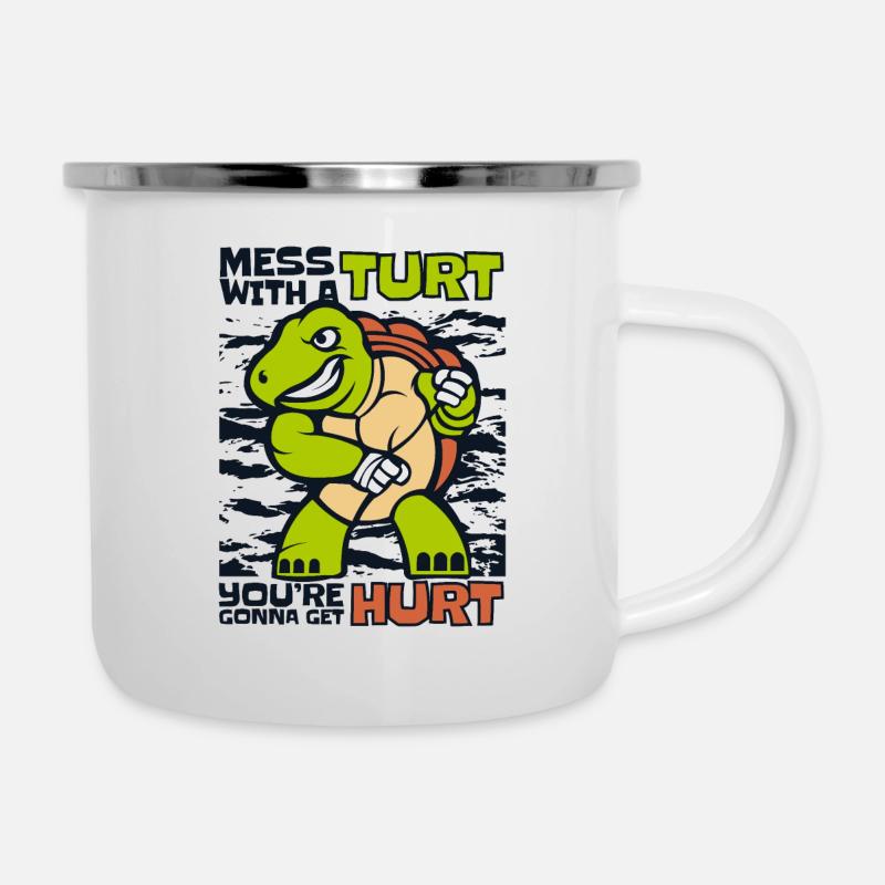 Mess with A Turt va blesser la tortue - Tasse émaillée - blanc